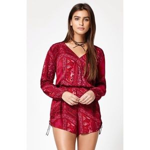 Kendall & Kylie Long Sleeve Red Floral Romper